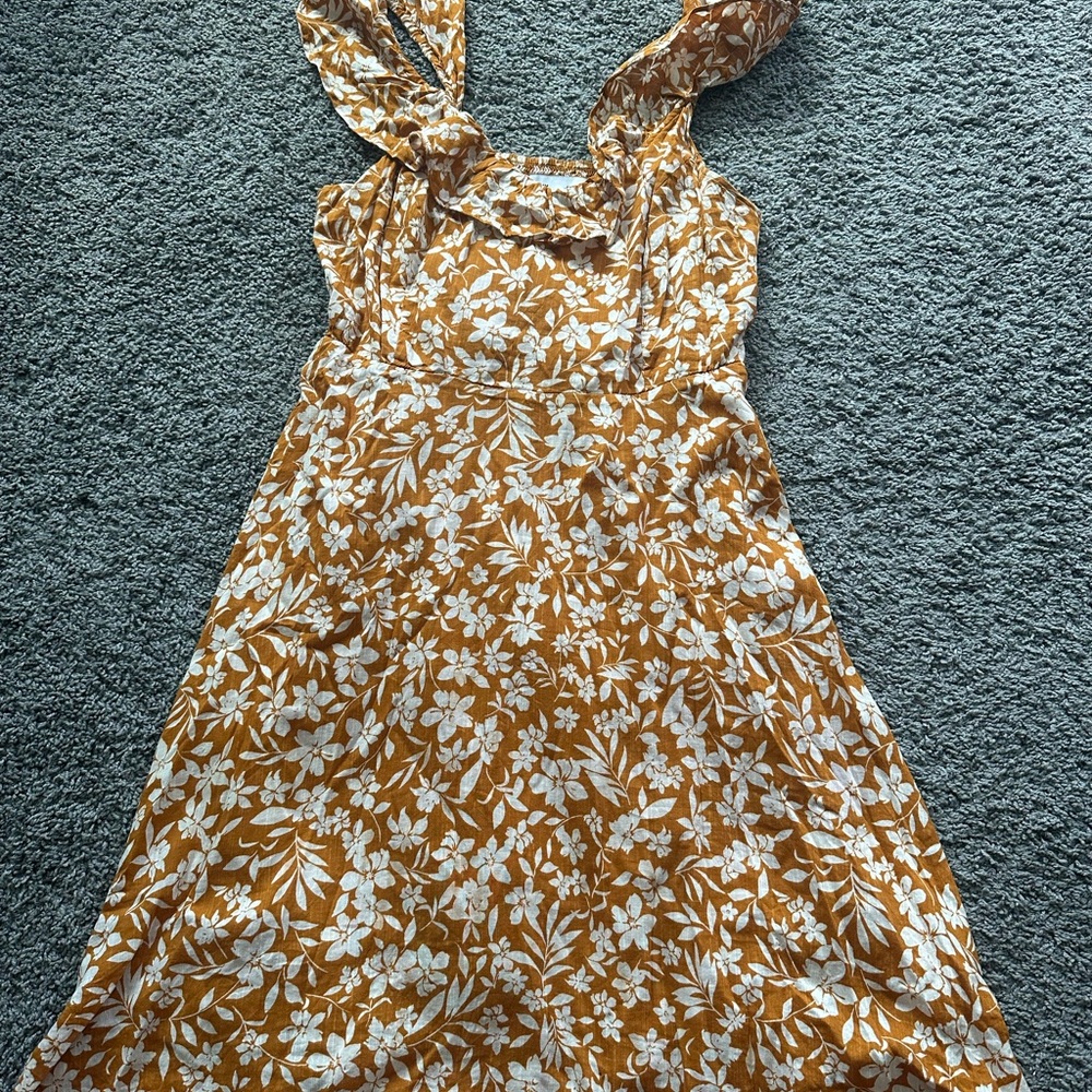 Old Navy White and Brown One Shoulder Sundress